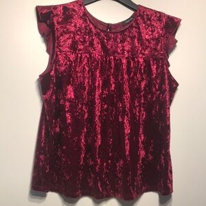 Crushed Velvet Sleeveless Top in Deep Wine red color